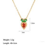 304 Stainless Steel 18K Gold Plated Casual Simple Style Commute Inlay Heart Shape Flower Butterfly Artificial Rhinestones Pendant Necklace sku image 3