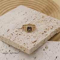 Copper K Gold Plated Basic Modern Style Classic Style Inlay Square Zircon Rings sku image 1