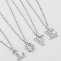 Wholesale Jewelry Simple Style Letter Alloy Rhinestones Inlay Pendant Necklace main image 2