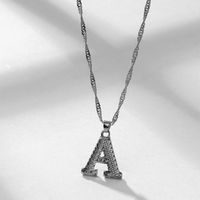 Wholesale Jewelry Simple Style Letter Alloy Rhinestones Inlay Pendant Necklace sku image 1
