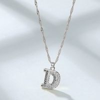 Wholesale Jewelry Simple Style Letter Alloy Rhinestones Inlay Pendant Necklace sku image 4