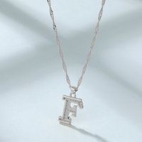 Großhandel Schmuck Einfacher Stil Brief Legierung Strasssteine Inlay Halskette Mit Anhänger sku image 6