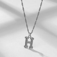 Wholesale Jewelry Simple Style Letter Alloy Rhinestones Inlay Pendant Necklace sku image 8