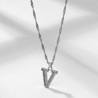 Wholesale Jewelry Simple Style Letter Alloy Rhinestones Inlay Pendant Necklace sku image 22