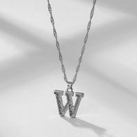 Wholesale Jewelry Simple Style Letter Alloy Rhinestones Inlay Pendant Necklace sku image 23