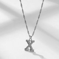 Wholesale Jewelry Simple Style Letter Alloy Rhinestones Inlay Pendant Necklace sku image 24