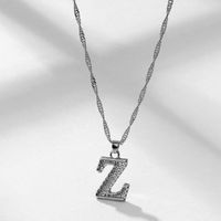 Wholesale Jewelry Simple Style Letter Alloy Rhinestones Inlay Pendant Necklace sku image 26