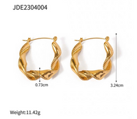 1 Pair IG Style Elegant Modern Style Waves 304 Stainless Steel 18K Gold Plated Hoop Earrings main image 2