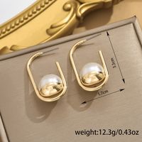 1 Pair Vintage Style Simple Style Solid Color Inlay Alloy Zinc Pearl Drop Earrings main image 2