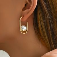 1 Pair Vintage Style Simple Style Solid Color Inlay Alloy Zinc Pearl Drop Earrings main image 8