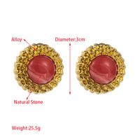1 Pair Vintage Style Classic Style Artistic Round Inlay Alloy Resin Natural Stone Ear Studs main image 2