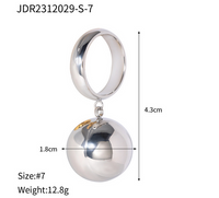 304 Stainless Steel IG Style Modern Style Classic Style Ball Charm Rings main image 2