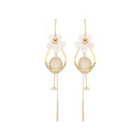 1 Pair Elegant Romantic Flower Plating Inlay Copper Zircon 14K Gold Plated Drop Earrings main image 5