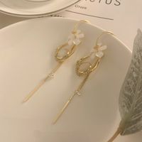 1 Pair Elegant Romantic Flower Plating Inlay Copper Zircon 14K Gold Plated Drop Earrings main image 4