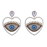 1 Pair Hip-Hop Exaggerated Modern Style Devil's Eye Heart Shape Hollow Out Inlay Alloy Rhinestones Drop Earrings main image 5