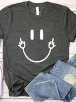 Women's T-shirt Short Sleeve T-Shirts Round Casual Smiley Face main image 4