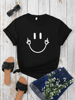 Femmes T-Shirt Manche Courte T-shirts Rond Décontractée Smiley main image 2