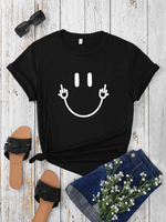 Women's T-shirt Short Sleeve T-Shirts Round Casual Smiley Face main image 2