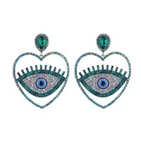 1 Pair Hip-Hop Exaggerated Modern Style Devil's Eye Heart Shape Hollow Out Inlay Alloy Rhinestones Drop Earrings sku image 2