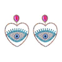 1 Pair Hip-Hop Exaggerated Modern Style Devil's Eye Heart Shape Hollow Out Inlay Alloy Rhinestones Drop Earrings sku image 1