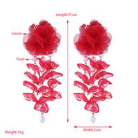 1 Pair Vacation Modern Style Classic Style Flower Imitation Pearl Gauze Drop Earrings main image 2