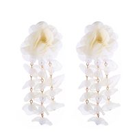 1 Pair Vacation Modern Style Classic Style Flower Imitation Pearl Gauze Drop Earrings sku image 2