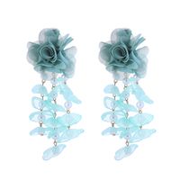 1 Pair Vacation Modern Style Classic Style Flower Imitation Pearl Gauze Drop Earrings sku image 4