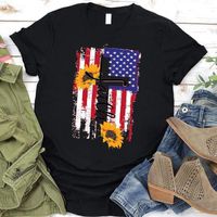 Women's T-shirt Short Sleeve T-Shirts Casual Geometric American Flag main image 1