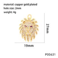 1 Piece 15*17mm 27*19mm Copper Zircon Slippers Horns Lion Pendant Jewelry Buckle main image 7