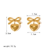 1 Paar Elegant Einfacher Stil Herzform Bogenknoten Überzug Edelstahl 304 18 Karat Vergoldet Tropfenohrringe main image 5