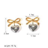 1 Paar Elegant Einfacher Stil Herzform Bogenknoten Überzug Edelstahl 304 18 Karat Vergoldet Tropfenohrringe sku image 1