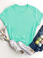 Women's T-shirt Short Sleeve T-Shirts Round Casual Solid Color main image 2