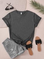 Women's T-shirt Short Sleeve T-Shirts Round Casual Solid Color main image 3