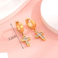 1 Pair Casual Commute Heart Shape Butterfly Plating Inlay 304 Stainless Steel Rhinestones 18K Gold Plated Earrings sku image 6