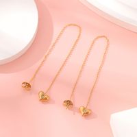 1 Pair Casual Commute Heart Shape Butterfly Plating Inlay 304 Stainless Steel Rhinestones 18K Gold Plated Earrings main image 7
