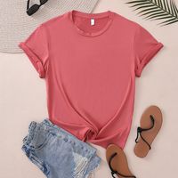 Women's T-shirt Short Sleeve T-Shirts Round Casual Solid Color main image 5