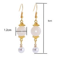 1 Pair Simple Style Classic Style Solid Color Patchwork Hollow Out Synthetic Gemstones Imitation Pearl Alloy Resin Zircon Drop Earrings main image 2