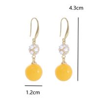 1 Pair Elegant Simple Style Gem Ball Inlay Synthetic Resin Alloy Zircon Drop Earrings main image 2