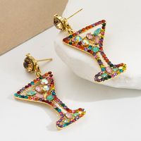 1 Pair Casual Vacation Modern Style Wine Glass Inlay Alloy Rhinestones Drop Earrings main image 4
