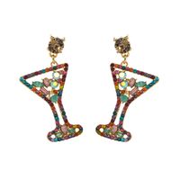 1 Pair Casual Vacation Modern Style Wine Glass Inlay Alloy Rhinestones Drop Earrings main image 3