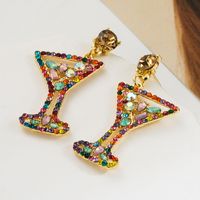 1 Pair Casual Vacation Modern Style Wine Glass Inlay Alloy Rhinestones Drop Earrings main image 5