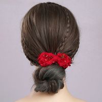 Women's Fairy Style Sweet Korean Style Flower Cloth Inlay Artificial Pearls Glass Stone Hair Tie main image 10
