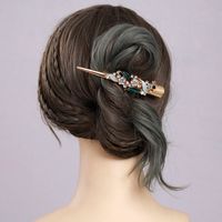 Women's Lady Modern Style Sweet Flower Alloy Stoving Varnish Inlay Rhinestones Hair Clip main image 11