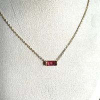 201 Stainless Steel Glass Titanium Steel Fashion Plating Rectangle Birthstone Necklace sku image 7