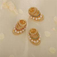 1 Piece 22*14mm Hole 6~9.9mm Copper Pearl Zircon 18K Gold Plated Spiral Stripe Pendant main image 1
