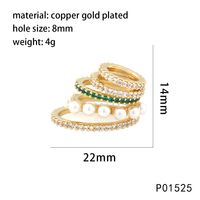 1 Piece 22*14mm Hole 6~9.9mm Copper Pearl Zircon 18K Gold Plated Spiral Stripe Pendant sku image 1