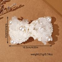 Women's Fairy Style Lady Sweet Bow Knot Artificial Pearl Alloy Flannel Inlay Pearl Hair Clip main image 2