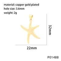 1 Piece 20 * 29mm 22*26mm 22*32mm Hole 1~1.9mm Hole 2~2.9mm Hole 3~3.9mm Copper 18K Gold Plated Cross Starfish Heart Shape Polished Pendant sku image 5