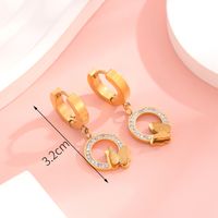 1 Pair Casual Commute Heart Shape Butterfly Plating Inlay 304 Stainless Steel Rhinestones 18K Gold Plated Earrings sku image 5