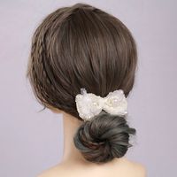 Femmes Style De Fée Sucré Style Coréen Fleur Chiffon Incruster Perles Artificielles Pierre De Verre Attache-Cheveux main image 1